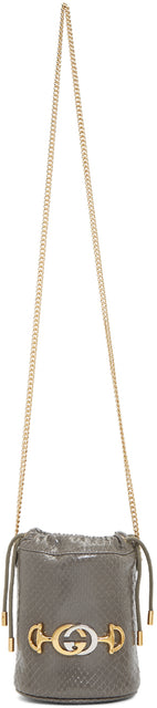 Gucci Grey Python Zumi Bucket Bag