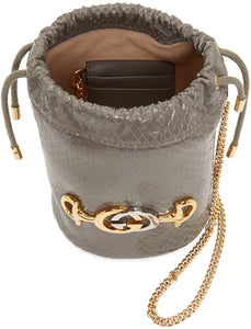 Gucci Grey Python Zumi Bucket Bag - Sac à godets Zumi Gucci Grey Python Zumi - 구찌 회색 파이썬 Zumi 버킷 백