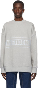We11done Grey Reflective Logo Sweatshirt - Sweat-shirt de logo réfléchissant gris we11done - 우리는 회색 반사 로고 스웨트 셔츠입니다