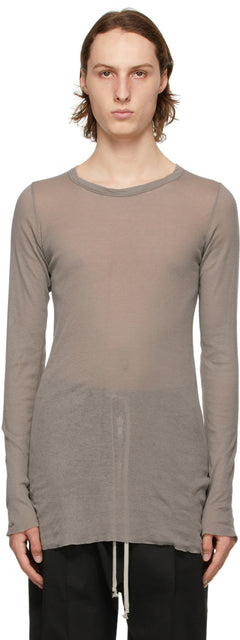 Rick Owens Grey Rib Long Sleeve T-Shirt - T-shirt à manches longues gris Rick Owens - Rick Owens 그레이 리브 긴 소매 티셔츠