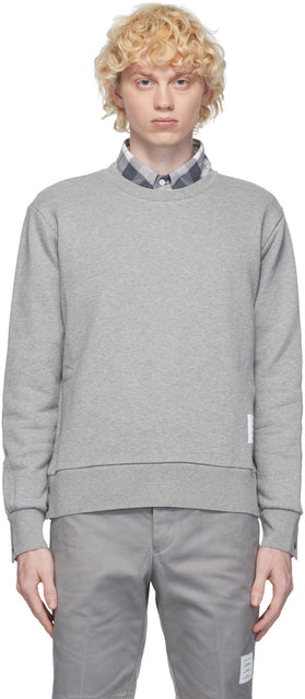 Thom Browne Grey RWB Stripe Sweatshirt - Thom Browne Grey Grey Sweat-shirt Sweat-shirt - Thom Browne 그레이 RWB 스트라이프 스웨터