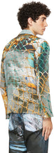 Serapis Grey Silk Fish Nets Shirt