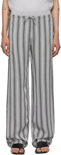 Maryam Nassir Zadeh Grey Striped Root Lounge Pants - Maryam Nassir Zadeh Gris Strayed Root Pantalon Lounge - Maryam Nassir Zadeh 회색 줄무늬 뿌리 라운지 바지
