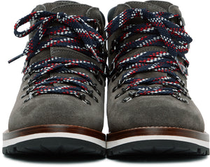 Moncler Grey Suede Peak Boots