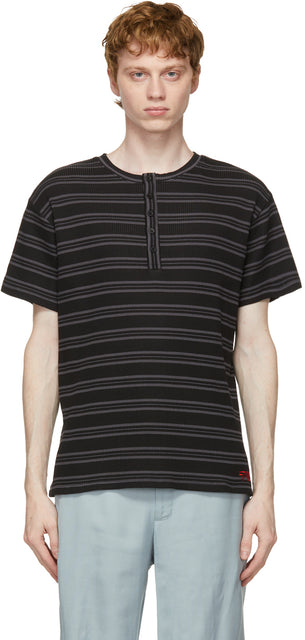 Stolen Girlfriends Club Grey Tetris Henley T-Shirt - T-shirt Volong Girlfriends Club Grey Tetris Henley - 도난 된 여자 친구 클럽 회색 테트리스 헨리 티셔츠