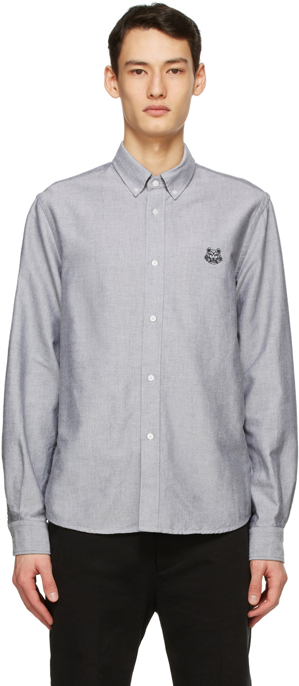Kenzo Grey Tiger Crest Shirt - Chemise de crête de tigre gris kenzo - 켄조 그레이 타이거 볏 셔츠