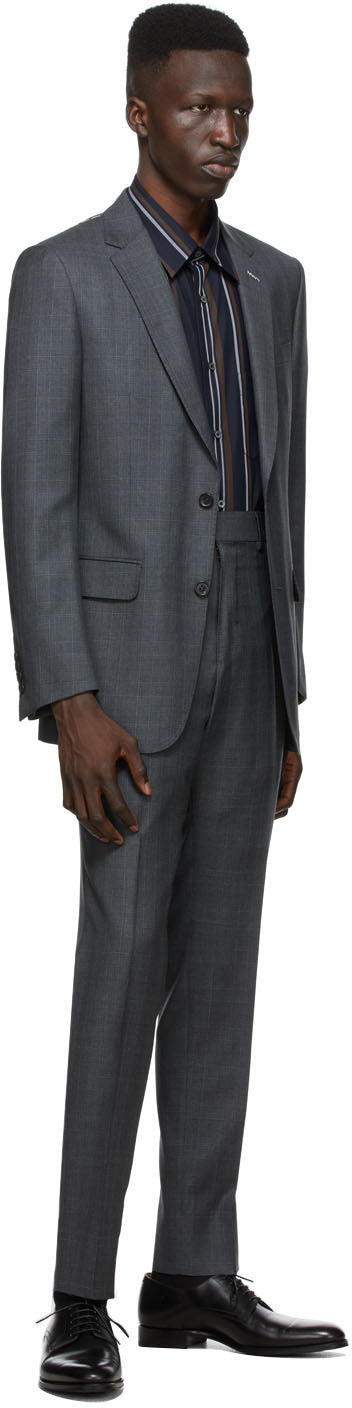 Dunhill Grey Wool Check Mayfair Blazer