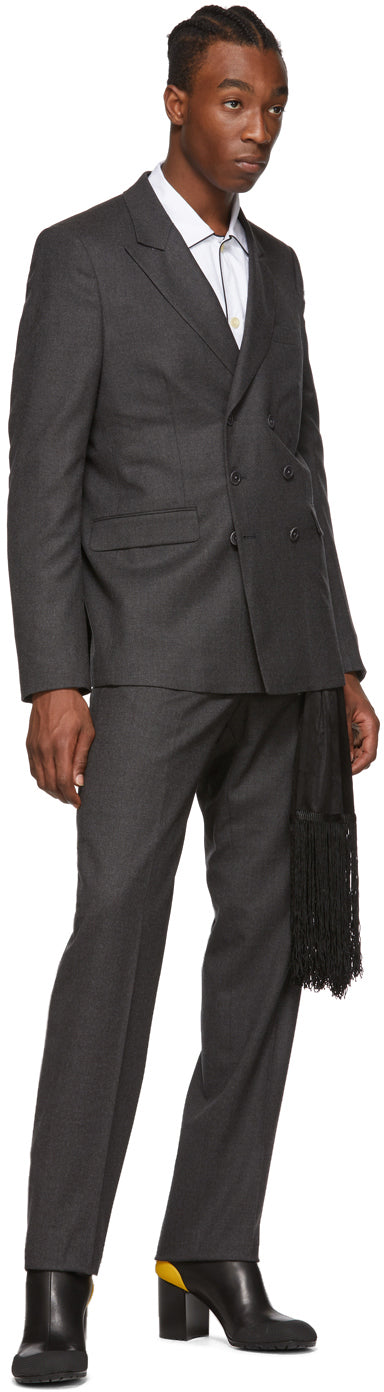 Random Identities Grey Wool Double-Breasted Blazer