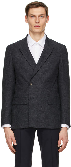 Z Zegna Grey Wool Double-Breasted Blazer - Z Zegna Grey Laine Blazer à double boutonnage - Z Zegna 회색 양모 더블 브레스트 블레이저