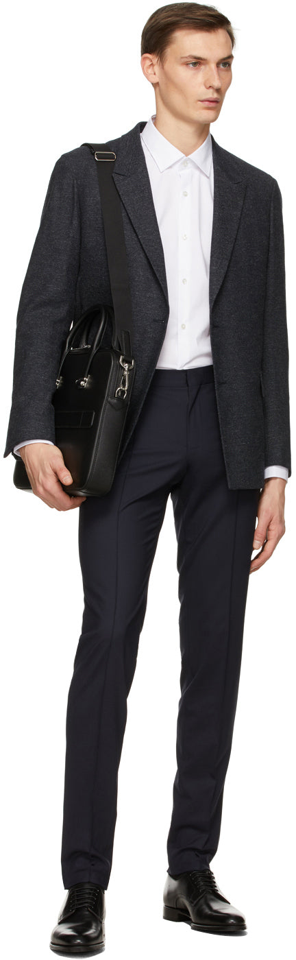 Z Zegna Grey Wool Double-Breasted Blazer