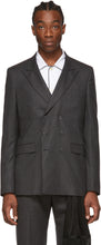 Random Identities Grey Wool Double-Breasted Blazer - Identité aléatoire Blazer à double boutonnage en laine grise - 임의의 ID 회색 양모 더블 브레스트 블레이저