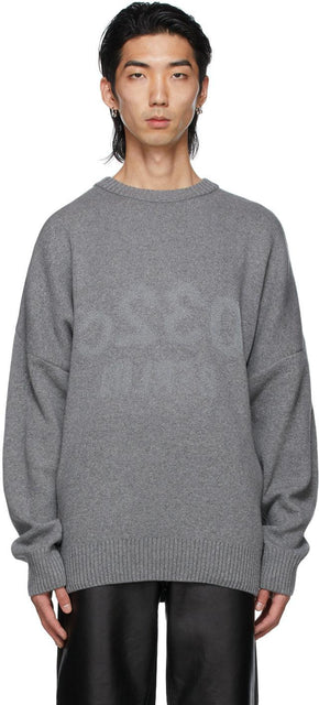 032c Grey Wool Knit Reflective Sweater - 032C Pull réfléchissant en laine grise en laine - 032c 그레이 울 니트 반사 스웨터