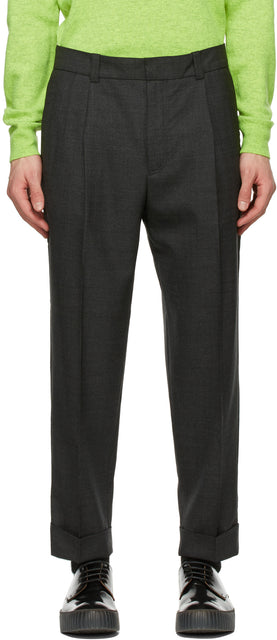 Acne Studios Grey Wool Tapered Trousers - Pantalon conique en laine grise en laine grise - 여드름 스튜디오 회색 양모 테이퍼 바지