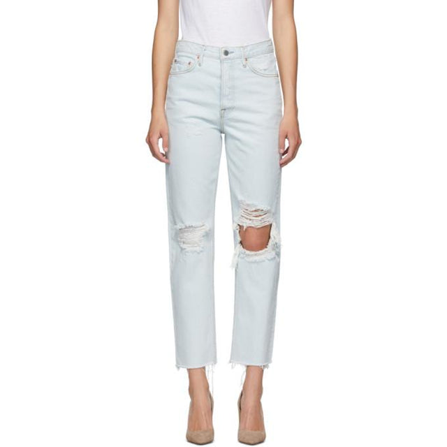 Grlfrnd Blue Mica Crop Jeans