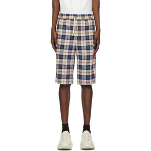 Gucci Beige and Blue Flannel Check Shorts