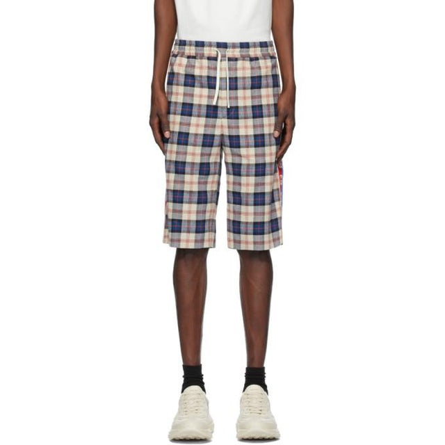 Gucci Beige and Blue Flannel Check Shorts