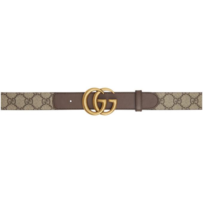 Gucci Beige and Brown GG Supreme Belt