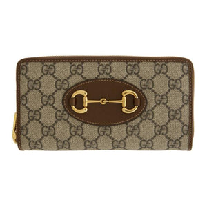 Gucci Beige and Brown GG Supreme Gucci 1955 Horsebit Zip Around Wallet