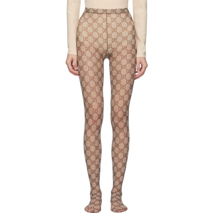 Gucci GG Tights in Beige & Brown