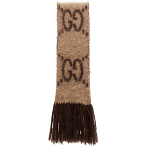 Gucci Beige and Brown Mohair GG Scarf