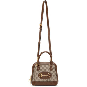 Gucci Beige and Brown Small GG Gucci 1955 Horsebit Bag
