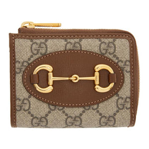 Gucci Beige and Brown Small GG Gucci 1955 Horsebit Wallet