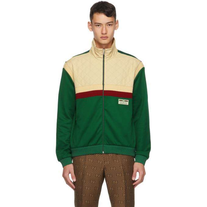 Gucci Beige and Green Jersey Track Jacket