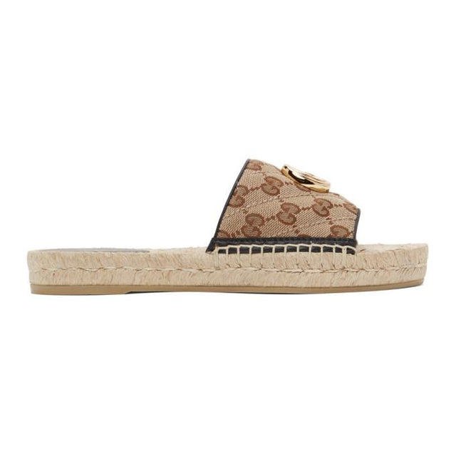 Gucci Beige Canvas GG Espadrille Sandals