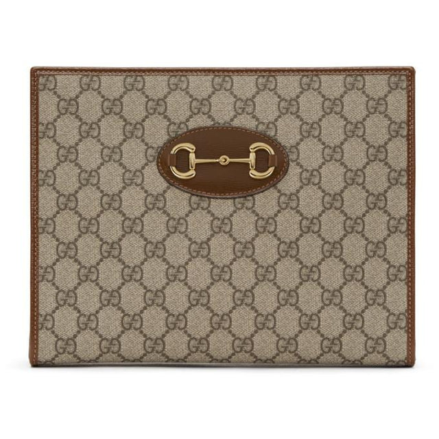 Gucci Beige GG Supreme Gucci 1955 Horsebit Pouch