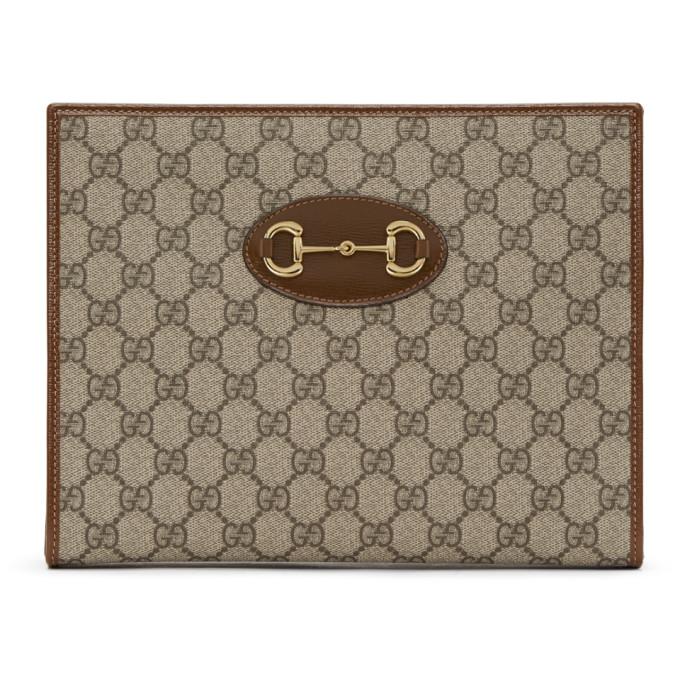 Gucci Beige GG Supreme Gucci 1955 Horsebit Pouch