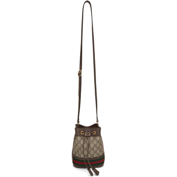 Gucci Beige Mini GG Ophidia Bucket Bag