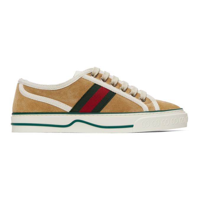 Gucci Beige Suede Gucci Tennis 1977 Low-Top Sneakers