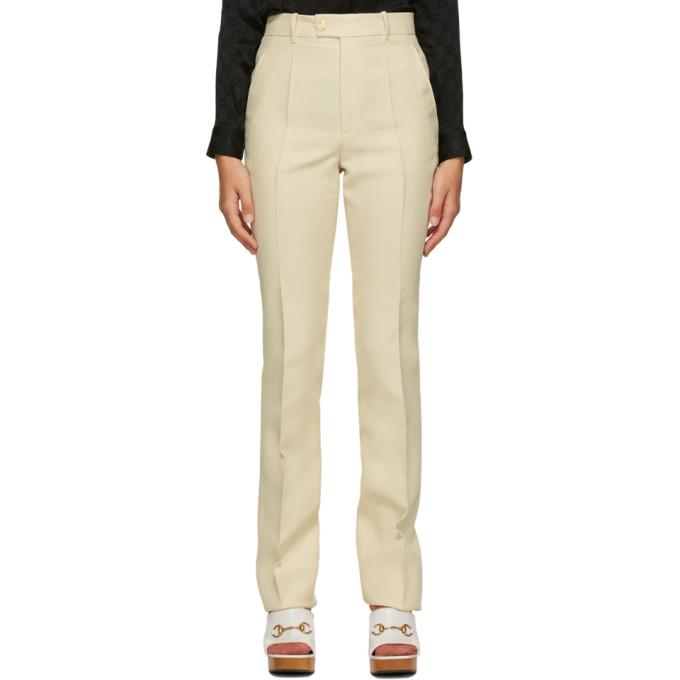 Gucci Beige Wool and Silk Flare Trousers
