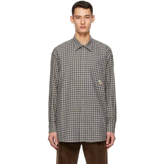 Gucci Beige Wool Check Bird Shirt