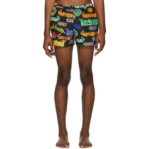 Gucci Black and Multicolor Metal Mix Swim Shorts