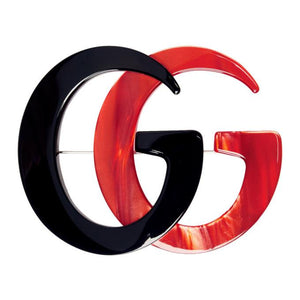 Gucci Black and Red GG Marmont Brooch