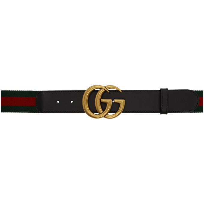 Gucci Black and Red Web GG Belt