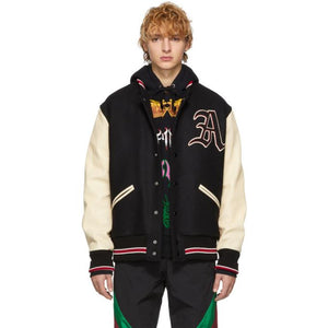 Gucci Black and White Patch Bomber Jacket