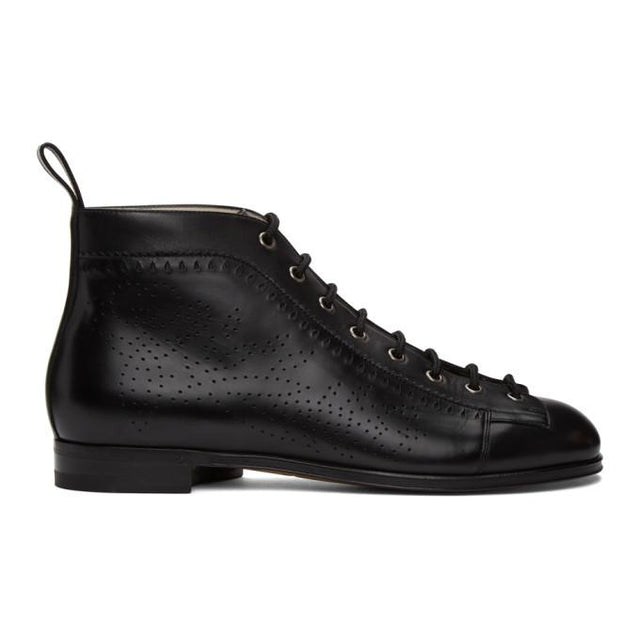 Gucci Black Brogue Lace-Up Boots
