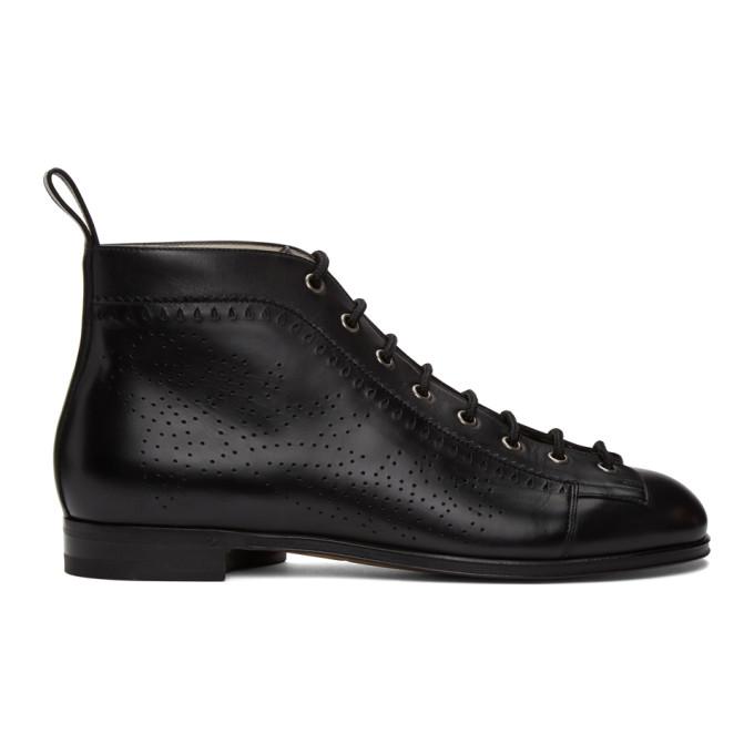 Gucci Black Brogue Lace-Up Boots