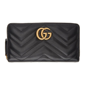 Gucci Black GG Marmont 2.0 Zip-Around Wallet