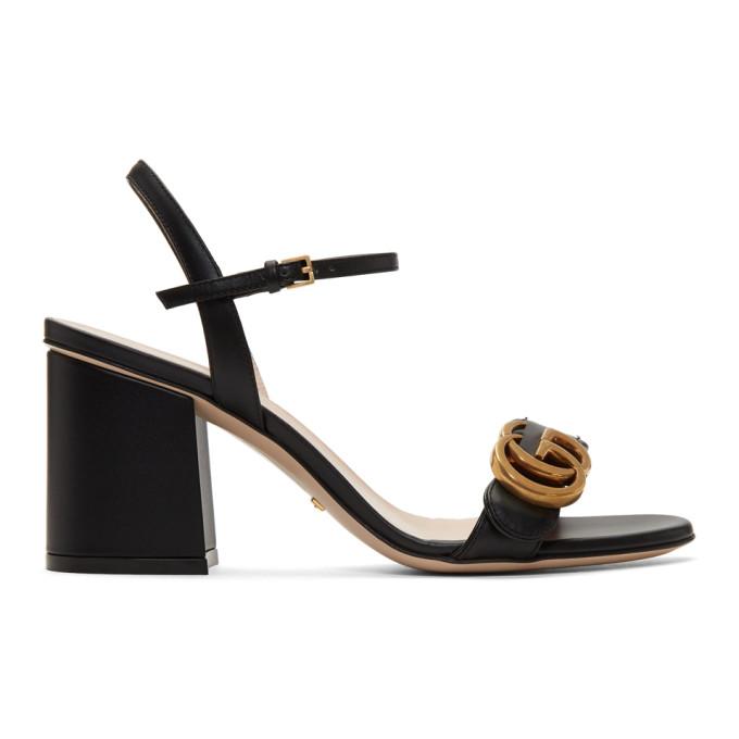 Gucci Black GG Marmont Heeled Sandals