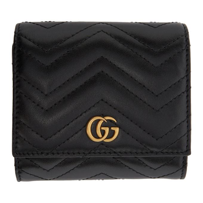 Gucci Black GG Marmont Medium Wallet