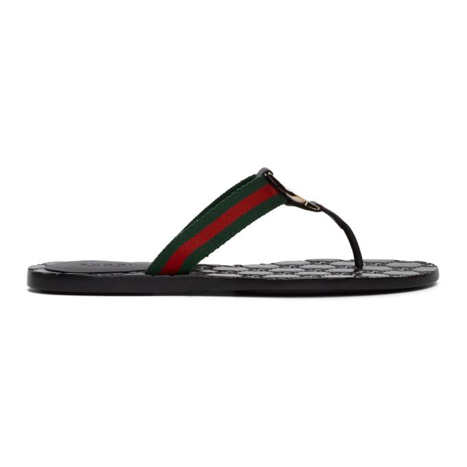 Gucci Black GG Thong Sandal
