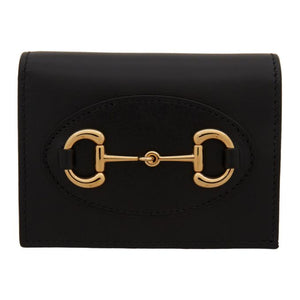 Gucci Long Wallet with Horsebit, Black, Leather