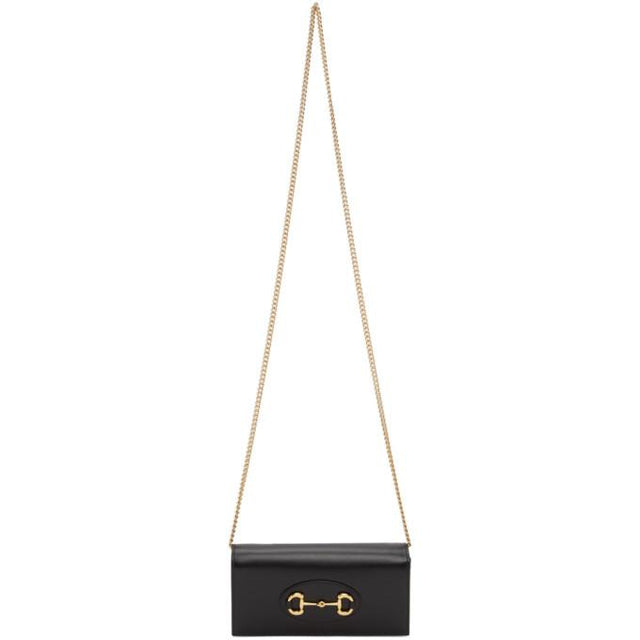 Gucci Black Gucci 1955 Horsebit Chain Wallet Bag