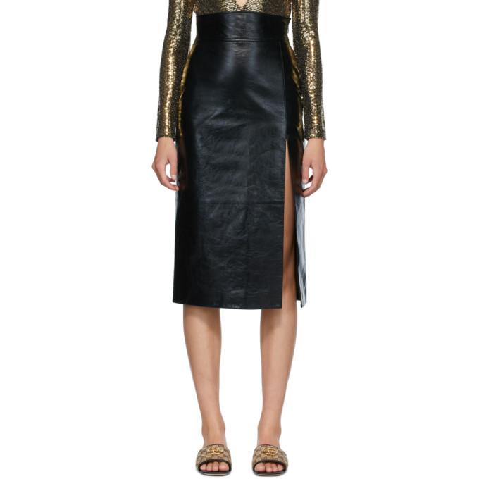 Gucci Black Lambskin Skirt