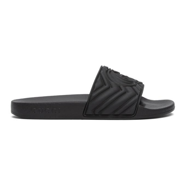 Gucci Black Matelasse Slides