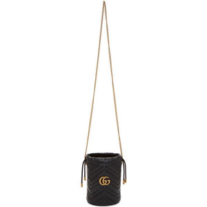 Gucci Black Mini GG Marmont 2.0 Bucket Bag