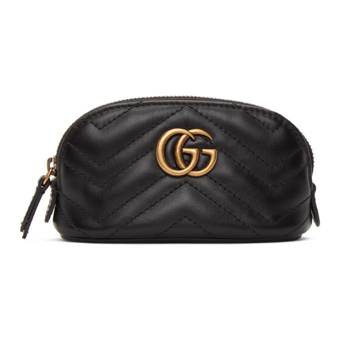 Gucci Black Mini GG Marmont 2.0 Coin Pouch